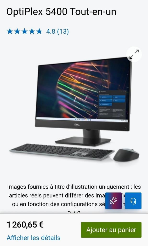 Pc bureautique dell optiflex 5400 tout en un, Enlèvement