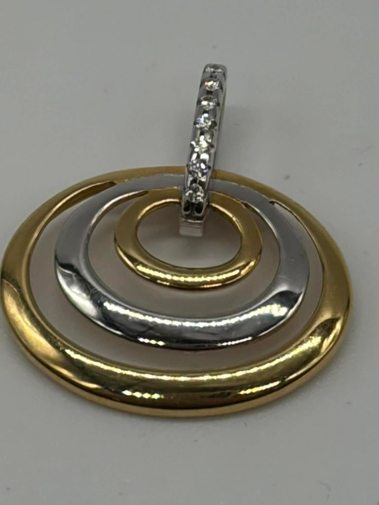 Gouden hanger met 7 diamantjes, Ophalen, Zo goed als nieuw, Goud