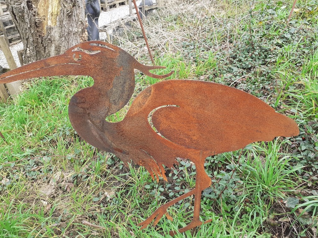 Superbe héron en métal sur tige, Jardin & Terrasse, Enlèvement, Comme neuf, Métal, Animal