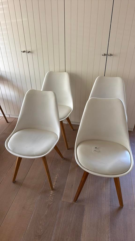 Stoelen eettafel (prijs cvoor 4 stoelen), Huis en Inrichting, Ophalen, Overige materialen, Gebruikt, Wit