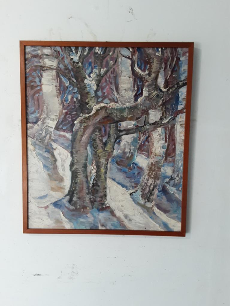 Mooi olieverfschilderij met een mes, Ophalen