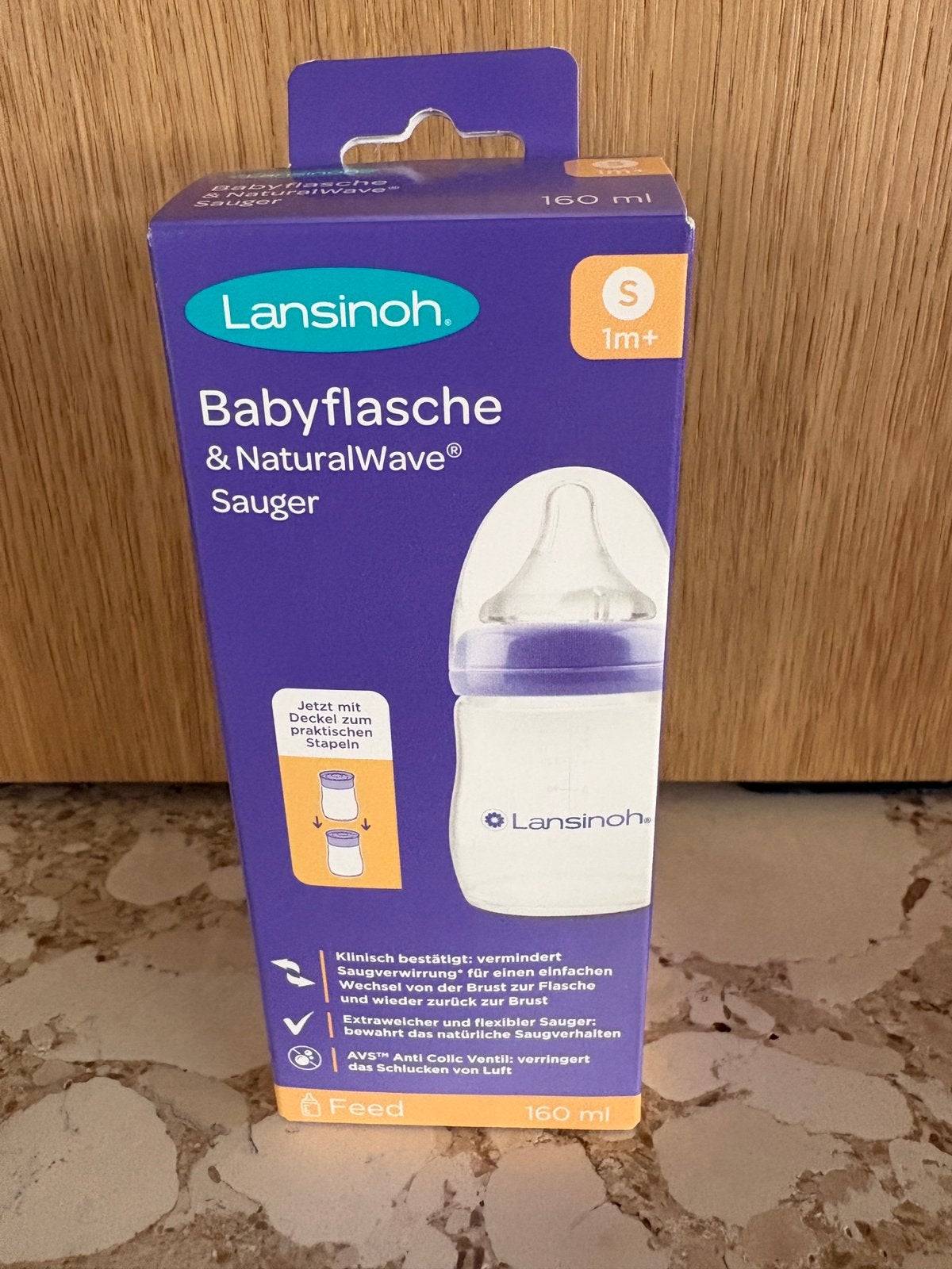 Lansinoh Zuigfles + NaturalWave Speen 1m+ 160 ml, Kinderen en Baby's, Ophalen, Nieuw, Speen
