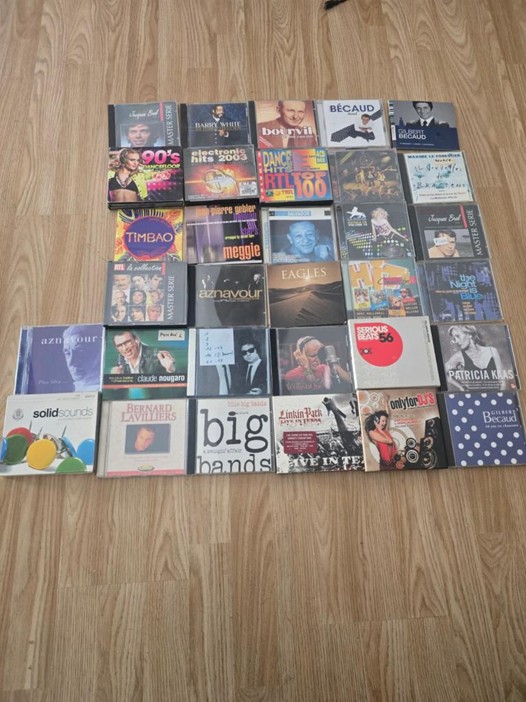 Lot de 30 CD variété française, dance, jazz, rock – bon état