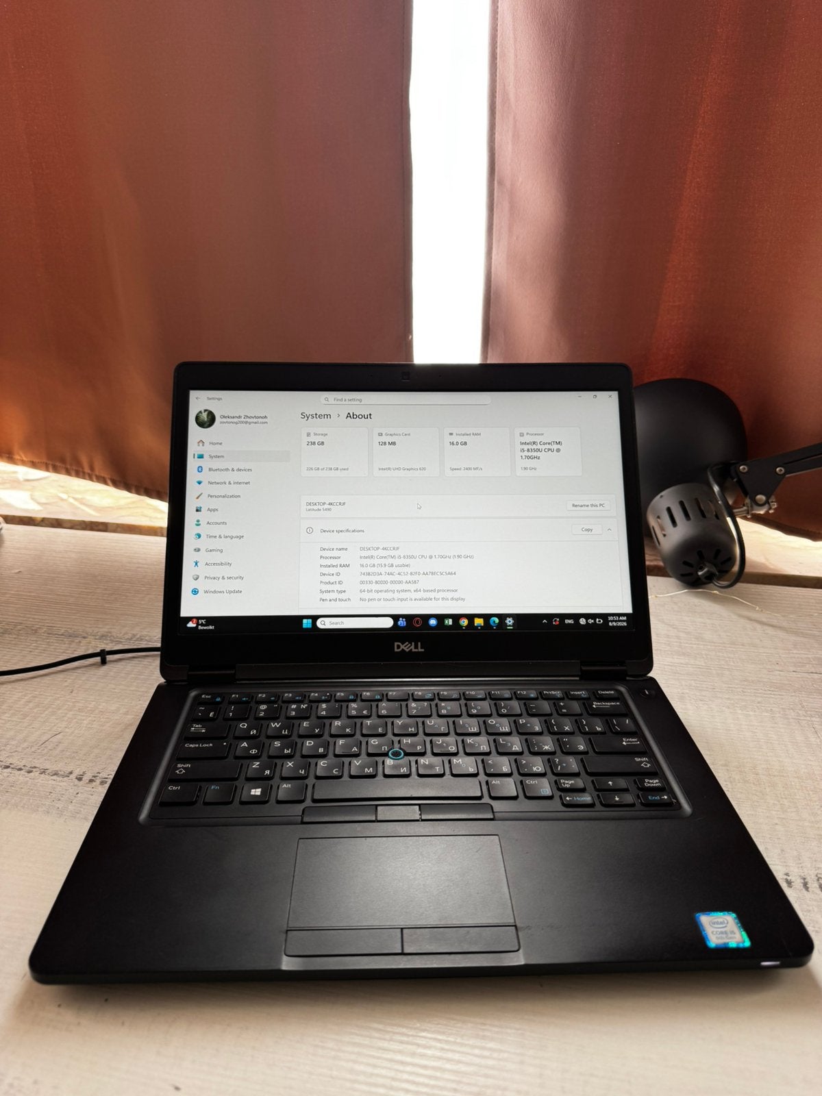 Dell Latitude 5490 – i5-8350U, 16GB RAM, 256GB SSD, 14 pouces, 3 à 4 Ghz, Utilisé, SSD
