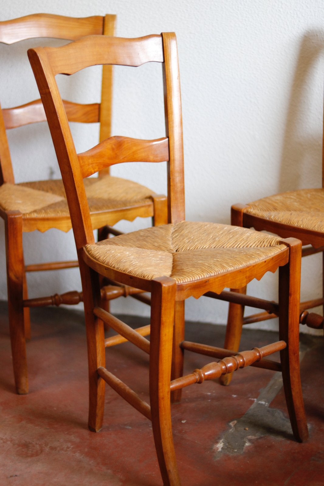 Ensemble de 7 chaises vintage bois assise rembourrée  50/60, Enlèvement, Comme neuf, Bois
