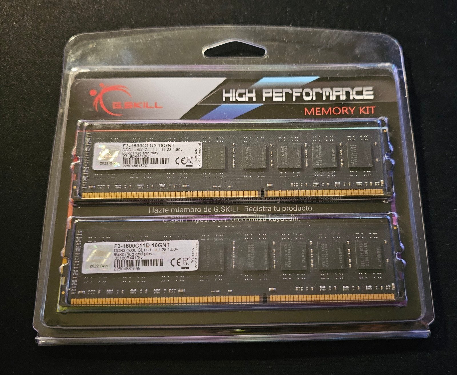 G.Skill 16GB DDR3-1600MHz CL11-11-11-28, Informatique & Logiciels, DDR3, Enlèvement, Desktop, 16 GB