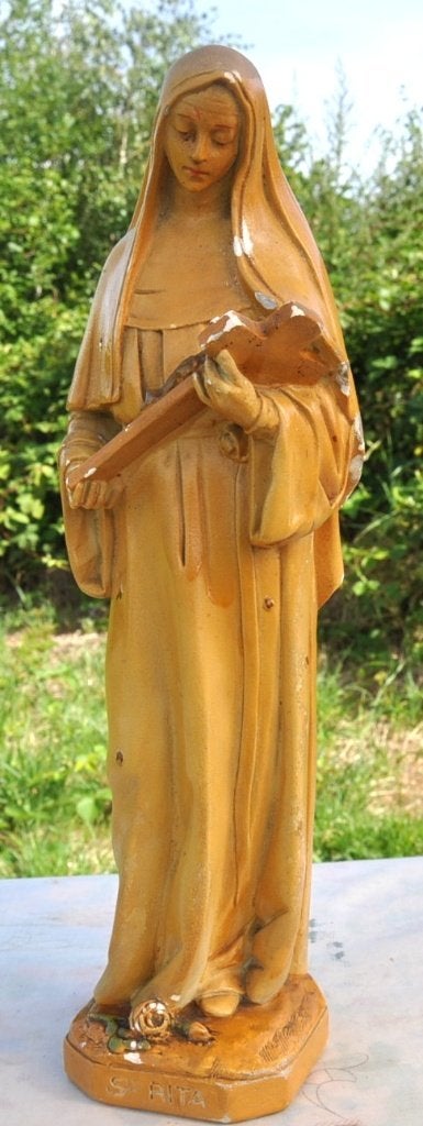 statue sainte Rita en plâtre peinture a restaurer, Enlèvement ou Envoi