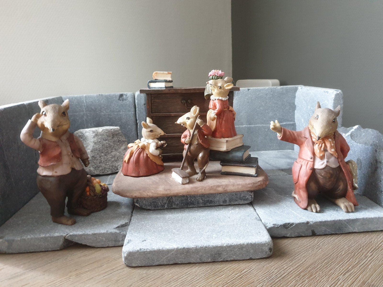 Mooie decoratieve beeldjes rattenfamilie, Ophalen of Verzenden, Zo goed als nieuw, Dier