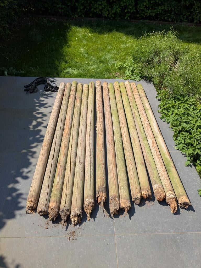 Boompalen met boombanden en spijkers, Tuin en Terras, Ophalen, Palen