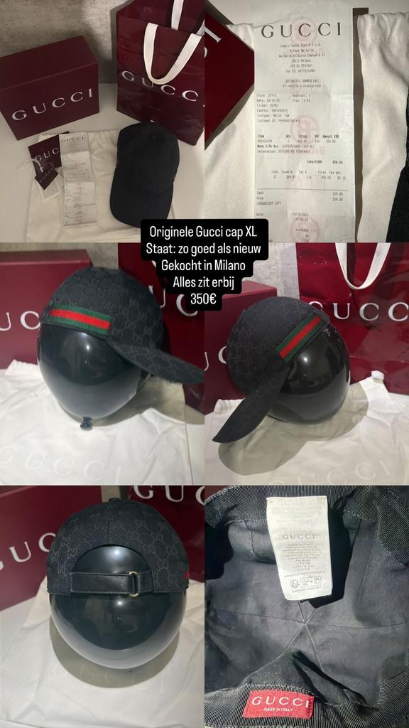 Gucci pet zwart, Ophalen, Zo goed als nieuw, 58 of 59 cm (L, 7¼ of ⅜ inch), Pet