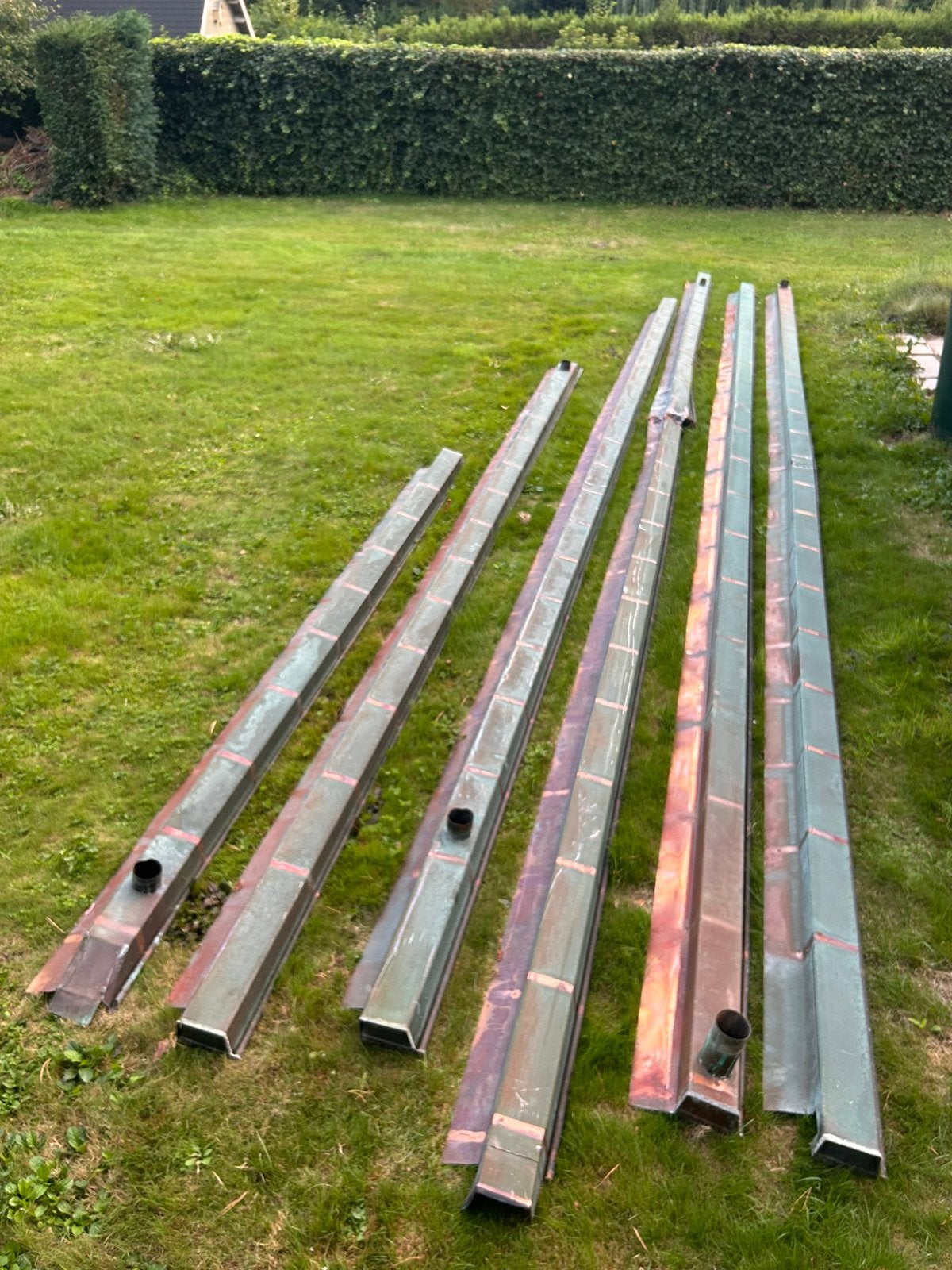 Koper dakgoten incl 10cm slab- 8/12/9 - totaal 45m, Ophalen, Gebruikt, Koper of Messing