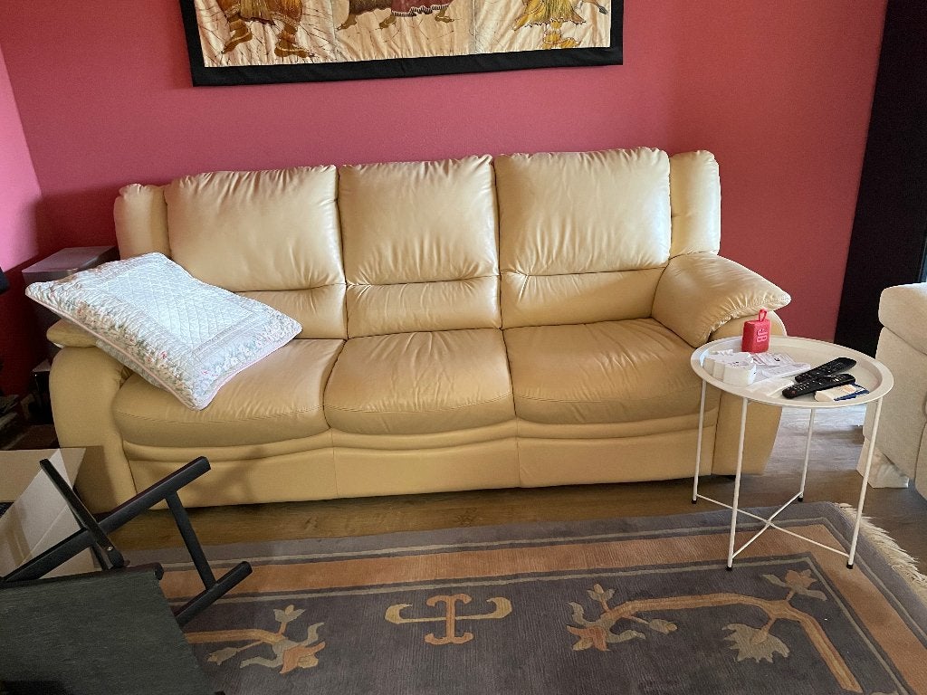 Lederen sofa, Huis en Inrichting, Fauteuils, Ophalen, Gebruikt, Minder dan 75 cm, Leer