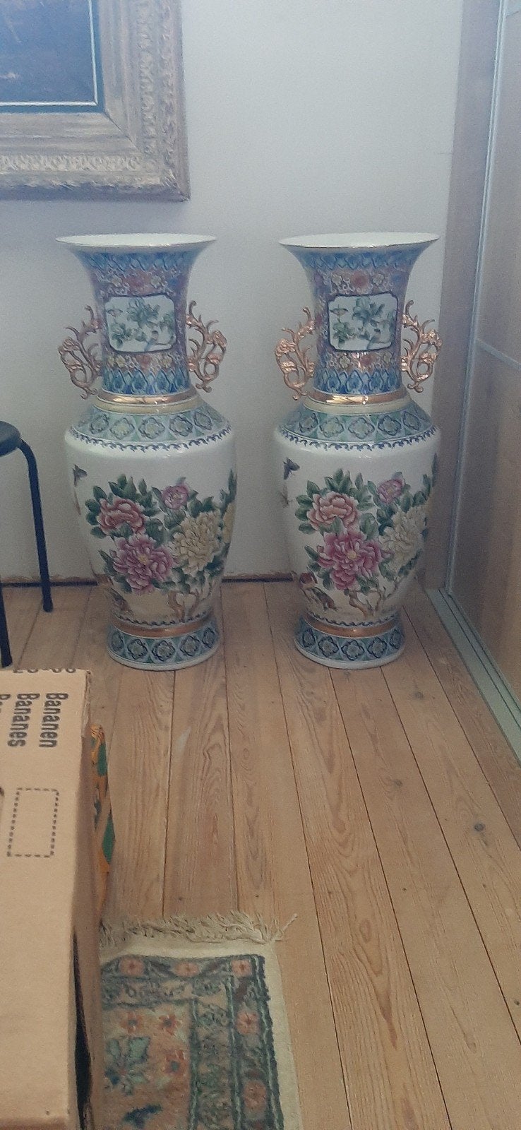 Grands vases de parquet, style chinois, Antiek en Kunst, Ophalen