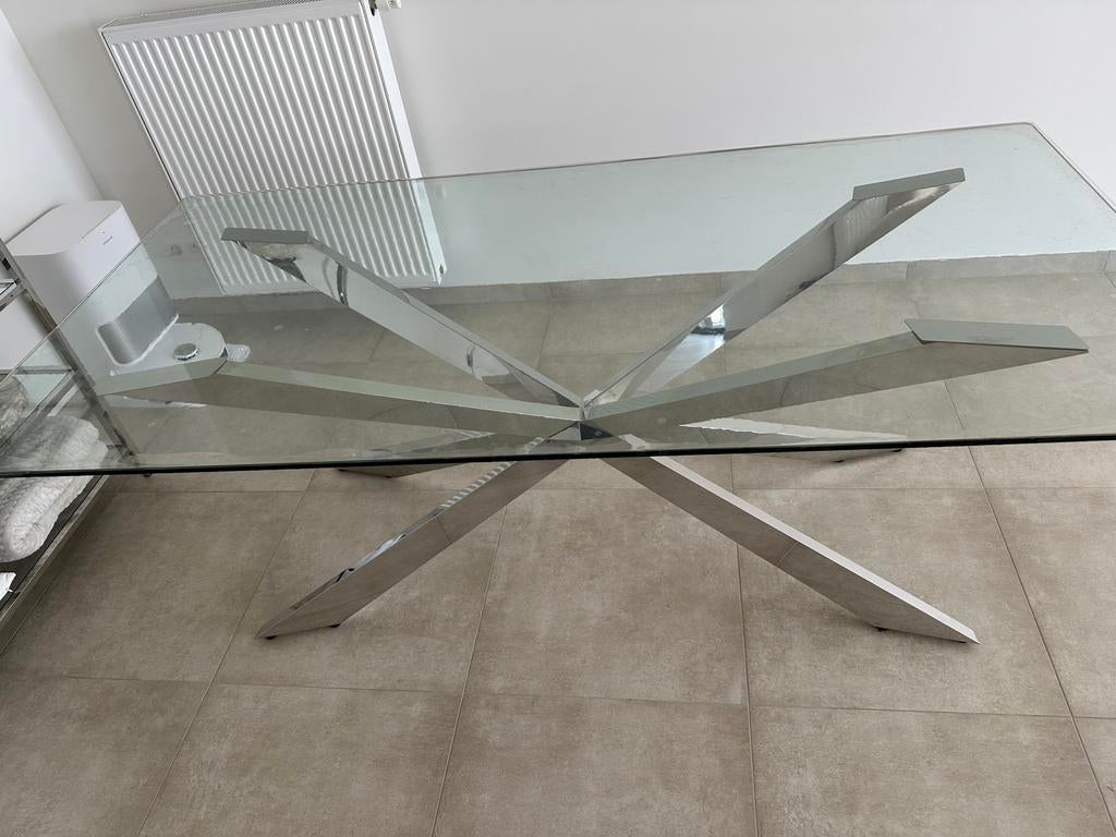 Moderne glazen eettafel – TOPSTAAT, Enlèvement, Comme neuf