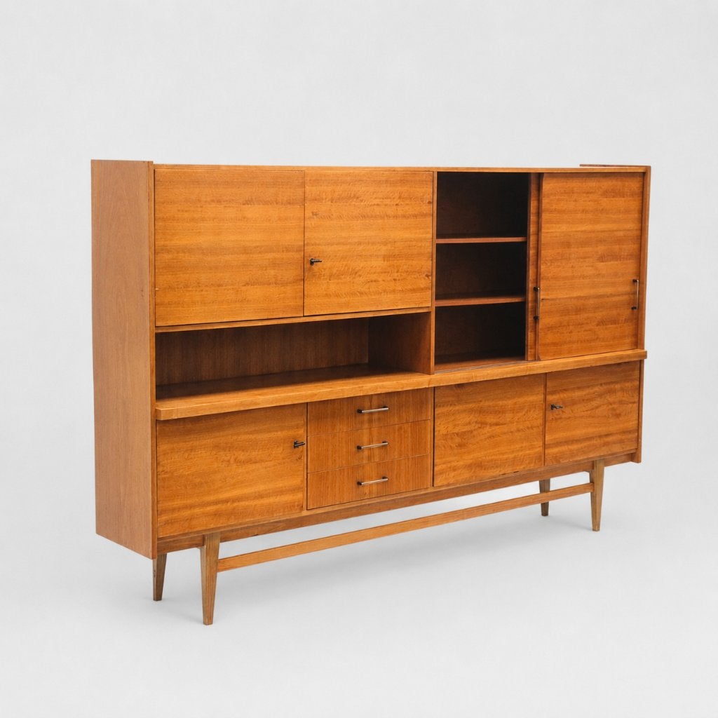 Vintage hoog dressoir jaren '60 '70 mid century design, Huis en Inrichting, Kasten | Ladekasten, Ophalen of Verzenden