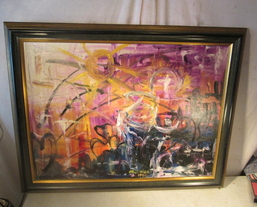 Mooi Abstract Geschilderd Werk 'Grote Chaos' - gesigneerd, Ophalen of Verzenden