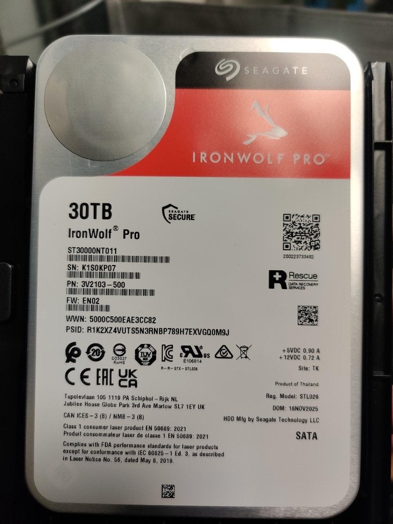 HDD Seagate IronWolf Pro, 30TB, Computers en Software, Harde schijven, Ophalen, Intern, Server, Nieuw