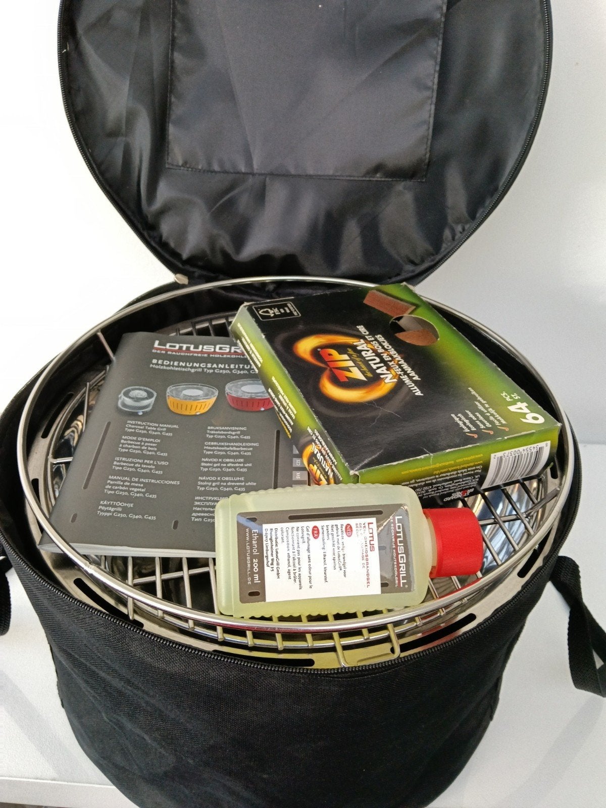 Draagbare tafelbarbecue BBQ Lotusgrill, type G340, Ophalen, Gebruikt