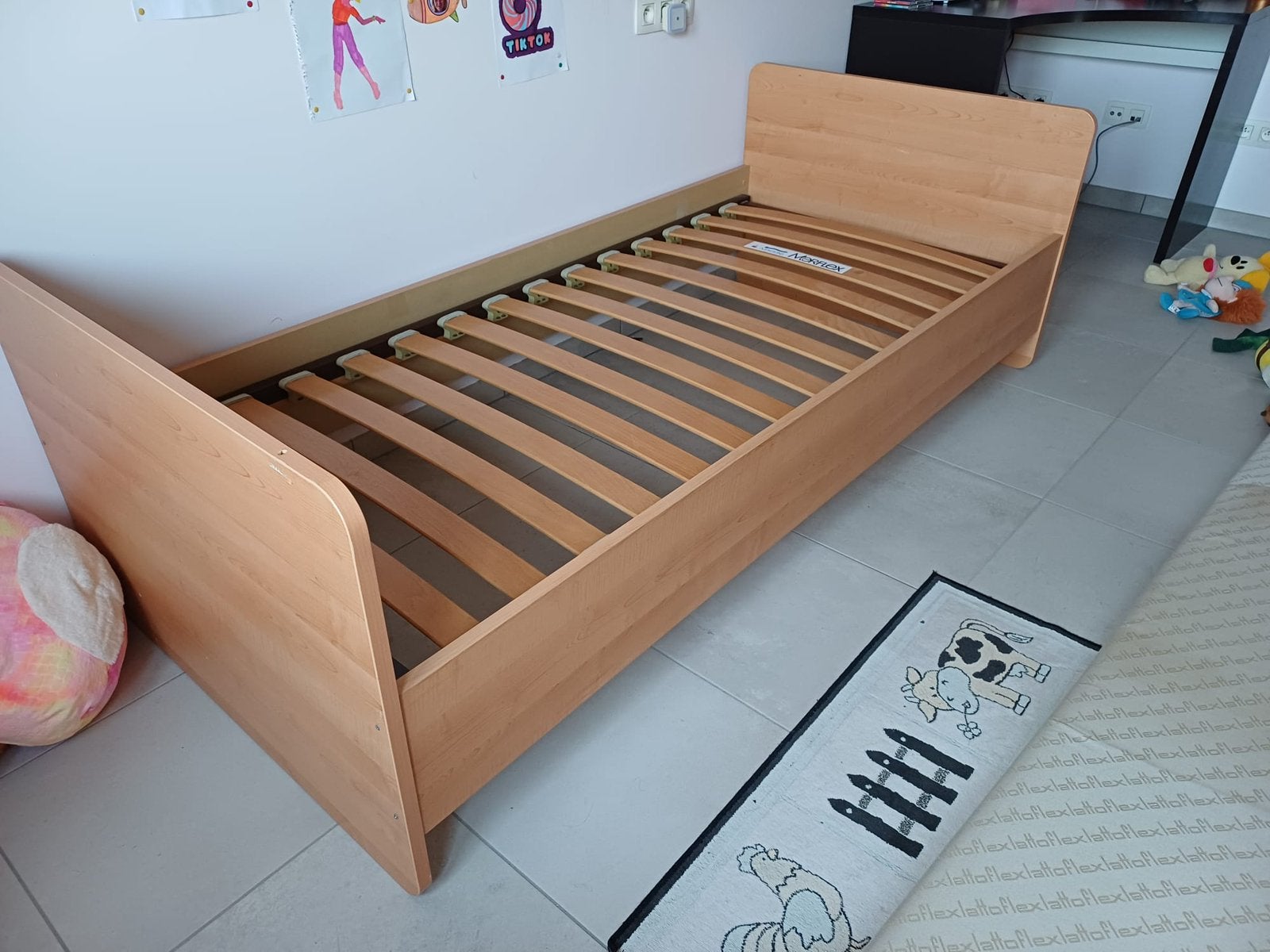 Bed 90x200 + matras + matrasbeschermer, Ophalen, Gebruikt, 90 cm, 200 cm