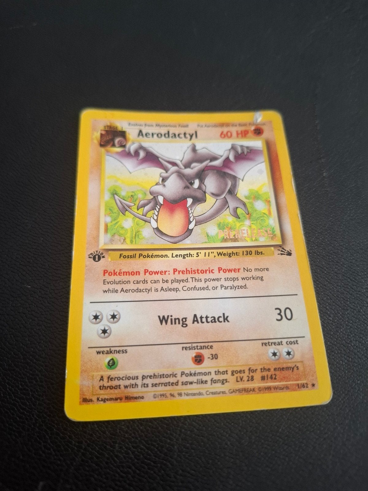 Aerodactyl Pokémon Kaart 1/62 Fossil Set (Pre-release), Hobby en Vrije tijd, Verzamelkaartspellen | Pokémon, Ophalen of Verzenden