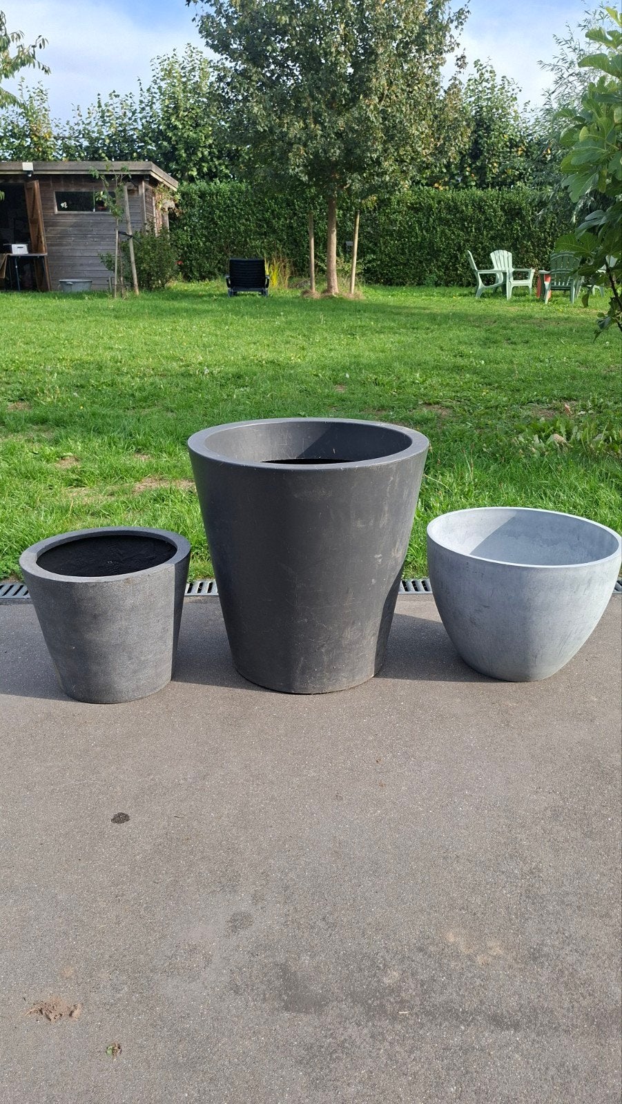 3 grote bloempotten, Tuin en Terras, Ophalen