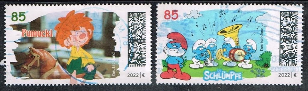 Timbres-poste d'Allemagne - K 5350 - Schtroumpfs et Pumucki, Timbres & Monnaies, Envoi, 1990 à nos jours, Affranchi