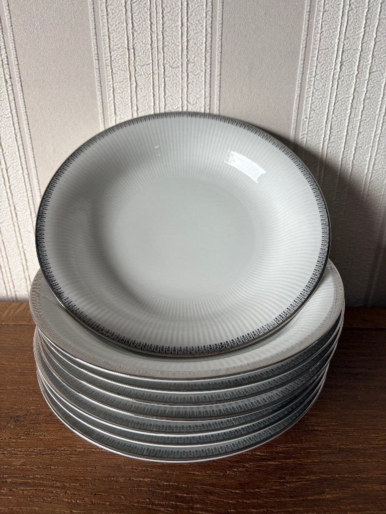Set van 8 vintage porseleinen borden – Mitterteich Bavaria, Ophalen of Verzenden