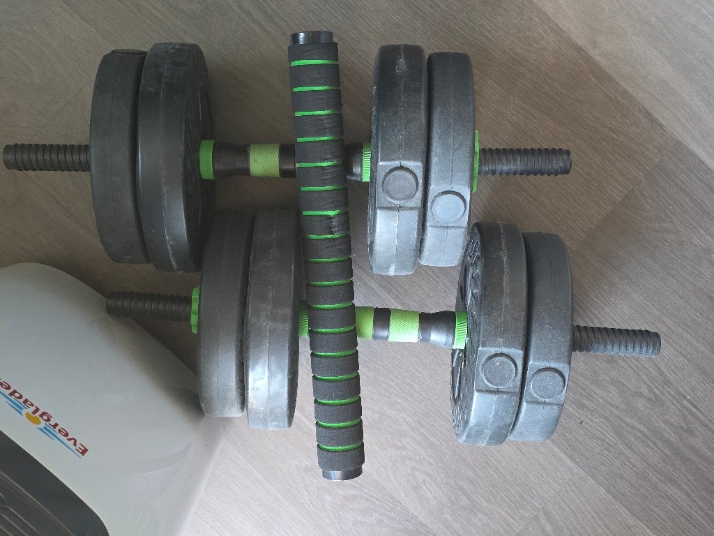 Dumbbells Barbell 10 kg + 10 kg, Sport en Fitness, Ophalen, Gebruikt
