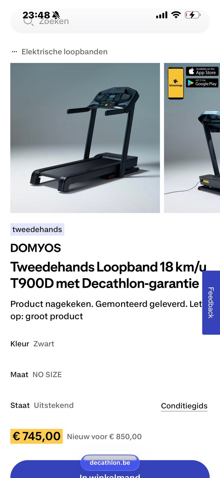 Domyos loopband T900D, Ophalen, Zo goed als nieuw, Loopband