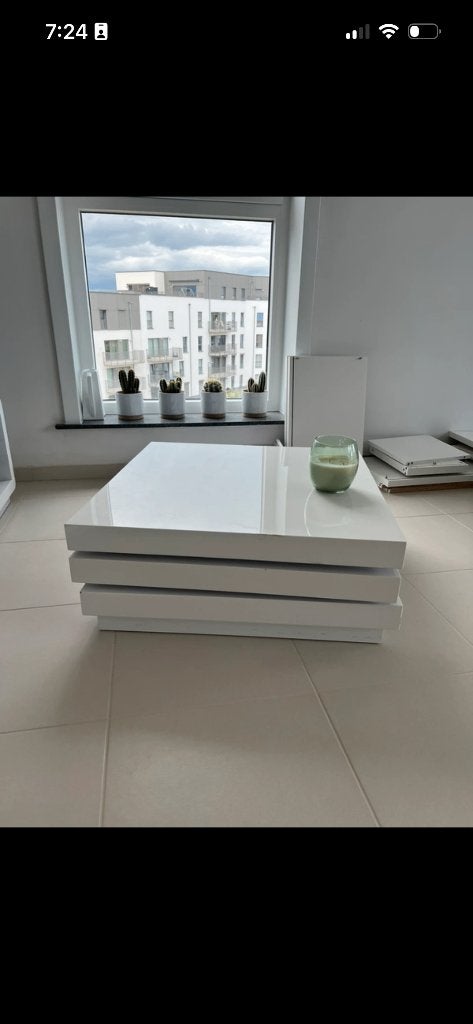 Table basse blanche laquée, Ophalen, Overige materialen, Gebruikt, Vierkant