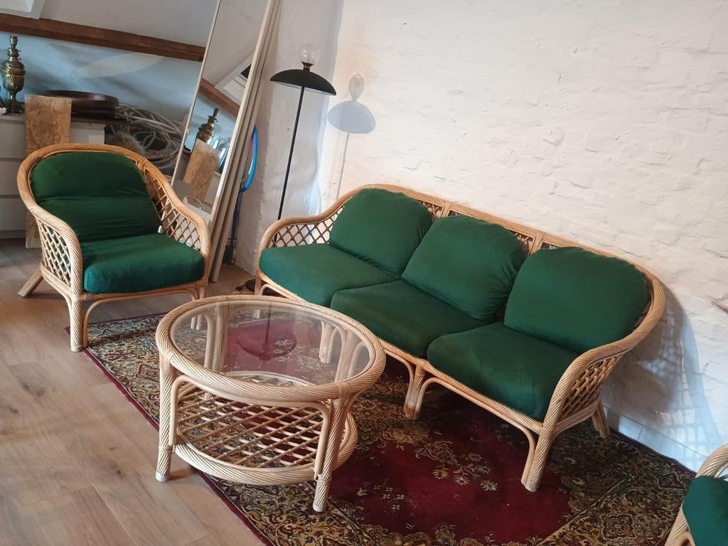 Volledige rotan loungeset voor binnen, Ophalen, Rotan, Tuinset