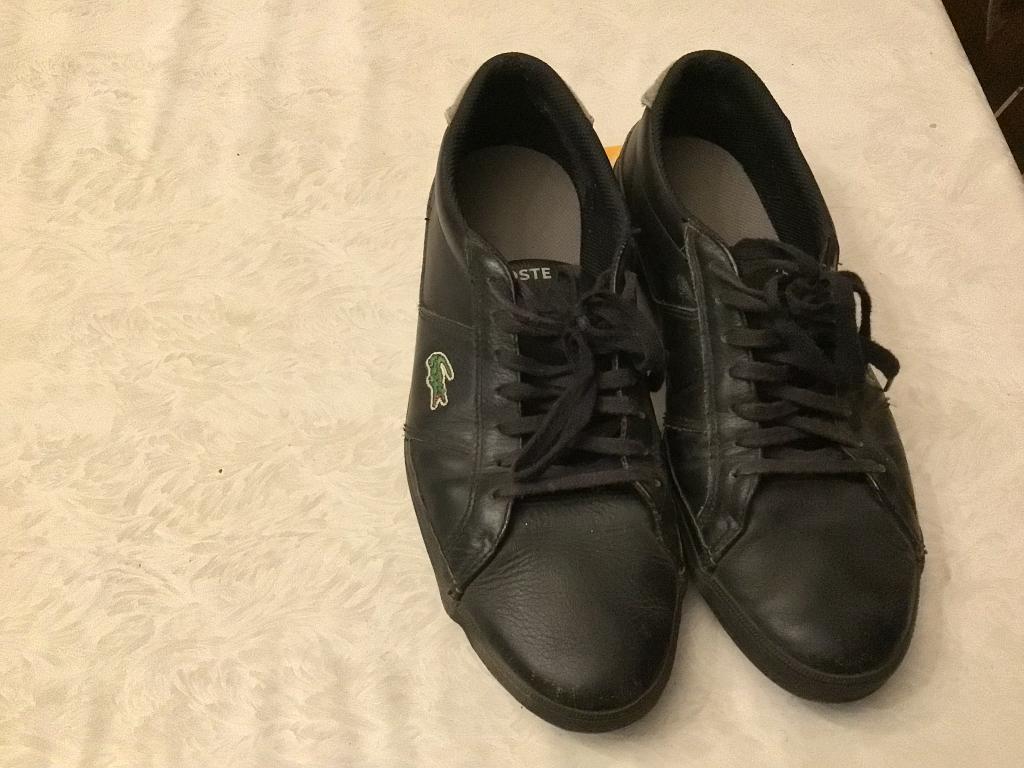 Zwart lederen Lacoste herenschoenen 44, Ophalen of Verzenden, Zwart
