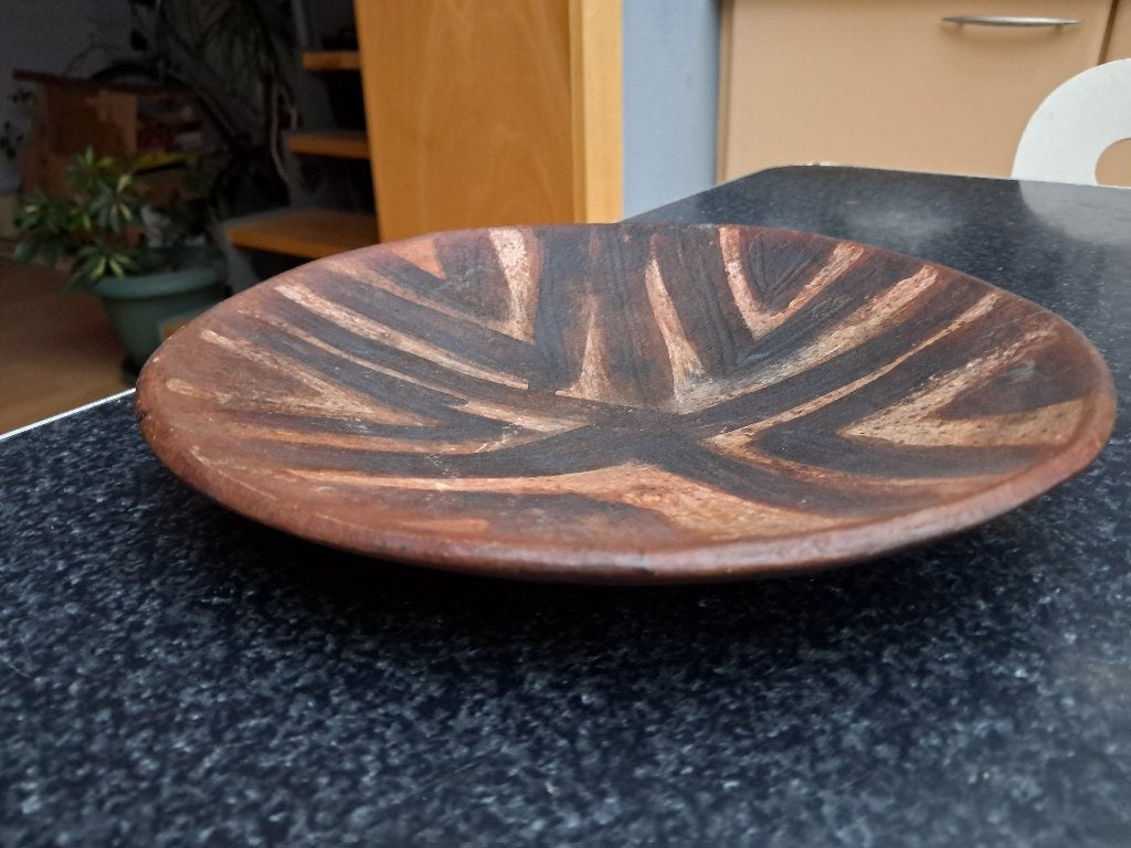 Bord nieuw keramiek, handgemaakt Afrika, bruintinten 24,5 cm, Enlèvement ou Envoi