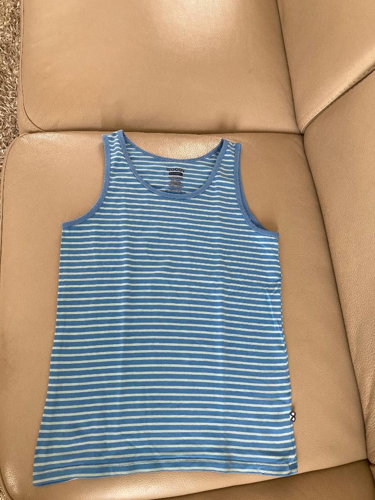 Blauw gestreept onderhemdje zonder mouwen, Woody, 152, 12 j, Kinderen en Baby's, Kinderkleding | Maat 152, Nacht- of Onderkleding