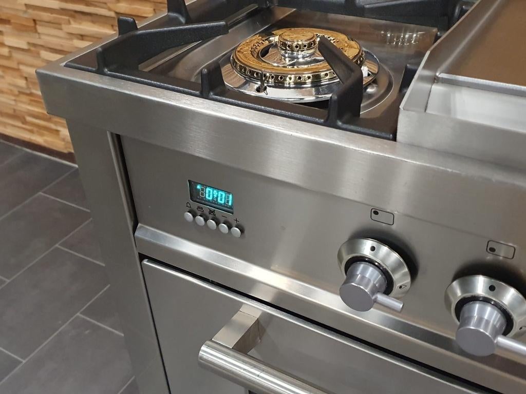 🔥Luxe Boretti Fornuis 90cm RVS + RVS 1 oven Fry-top, Ophalen, 60 cm of meer, Zo goed als nieuw, Gas