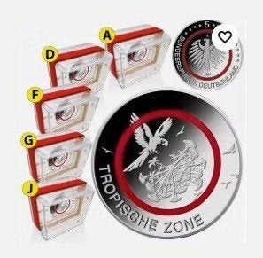 Pièces de 5 euros de la zone tropicale, Enlèvement ou Envoi, Allemagne, 5 euros, Série