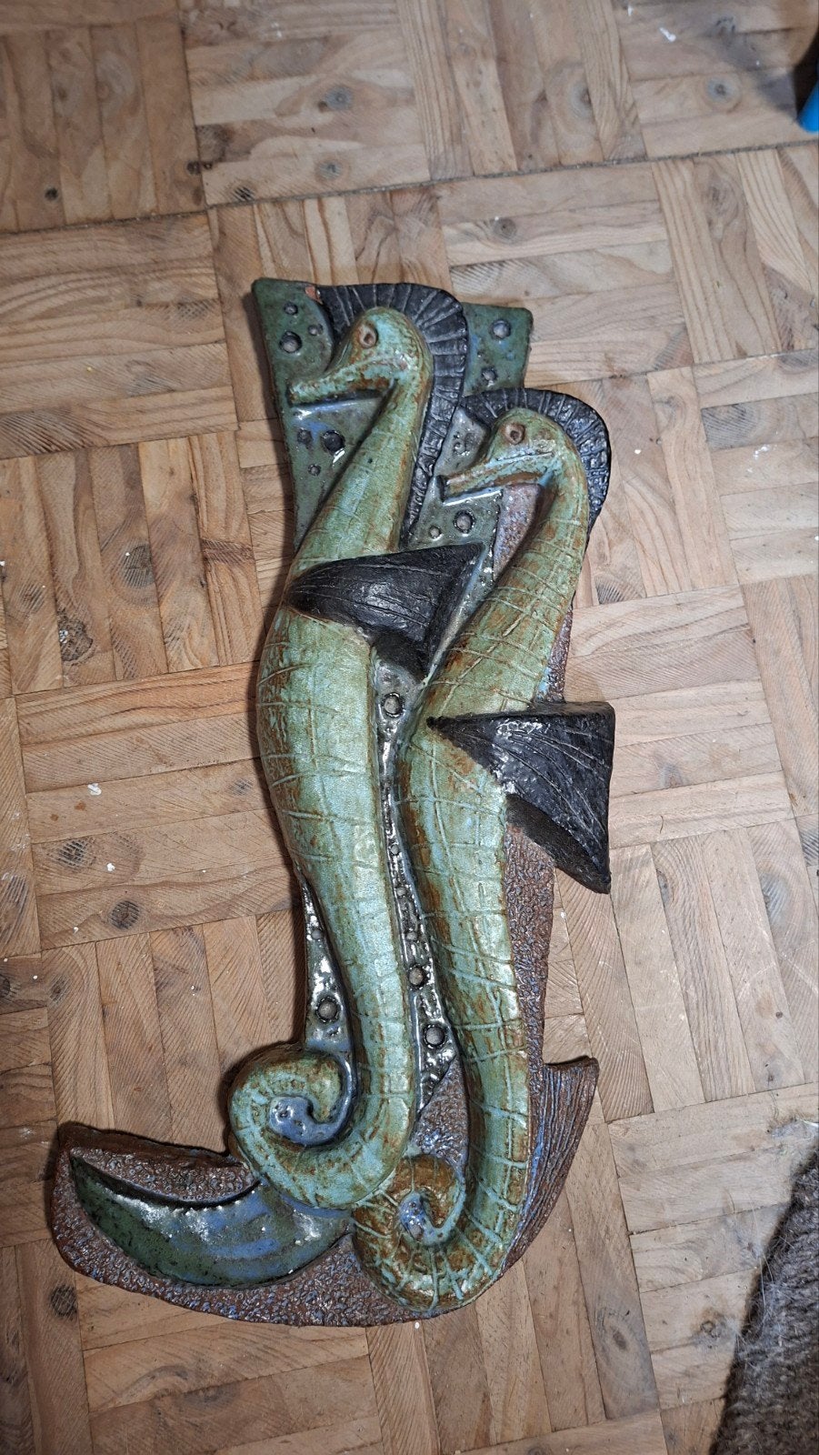 keramiek wandsculptuur zeepaardjes (stijl Amphora), Antiek en Kunst, Ophalen