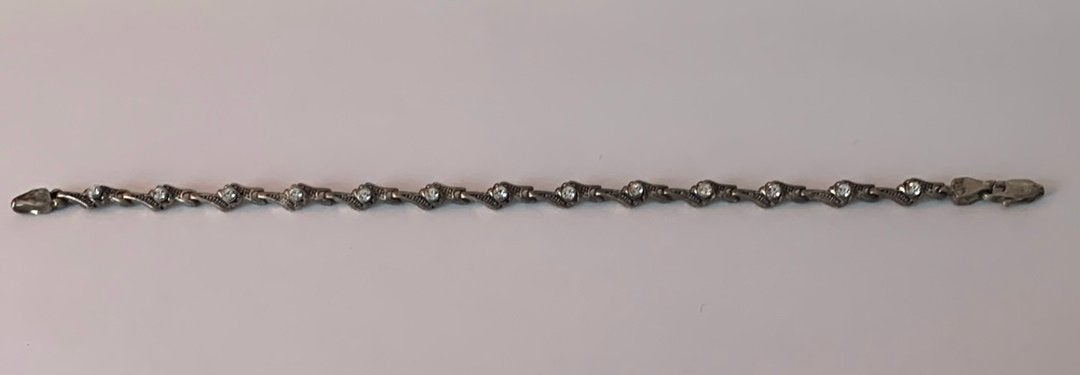 Vintage 925 zilveren armband met marcasiet Art Deco stijl, Handtassen en Accessoires, Armbanden, Ophalen, Gebruikt, Zilver, Zilver