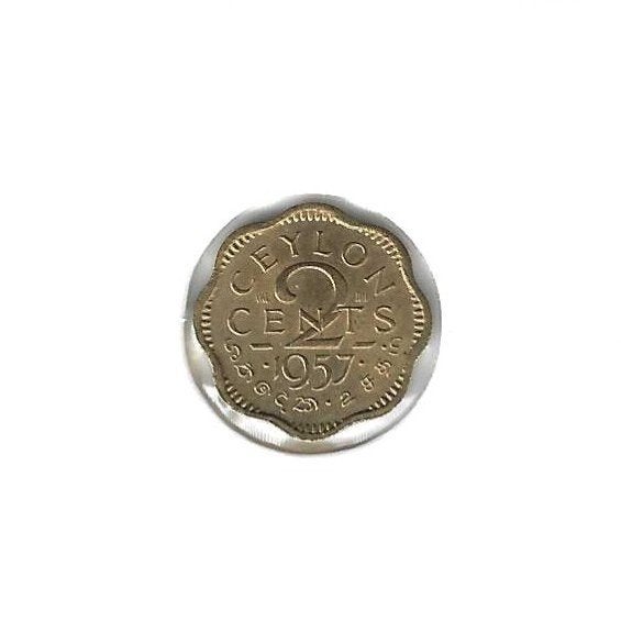 Ceylon, 2 Cents 1957., Postzegels en Munten, Ophalen of Verzenden, Zuid-Azië, Losse munt