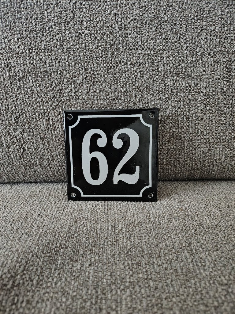 Huisnummer 62, Ophalen, Nieuw, Zwart, Metaal