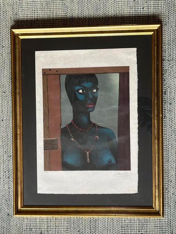 Felix Labisse lithografie Blauwe dame in het portaal, Antiek en Kunst, Ophalen