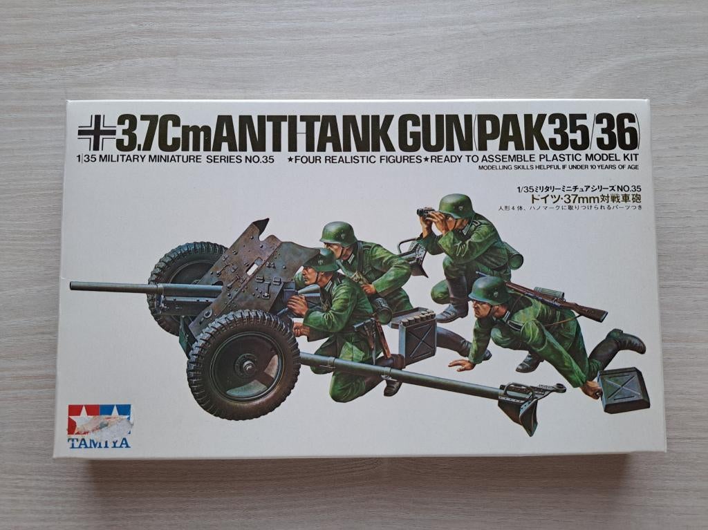 Tamiya | Nr. 3535 | 1:35 - 3.7Cm Anti Tank Gun(Pak35/36), Hobby en Vrije tijd, Modelbouw | Figuren en Diorama's, Nieuw, Figuur of Figuren