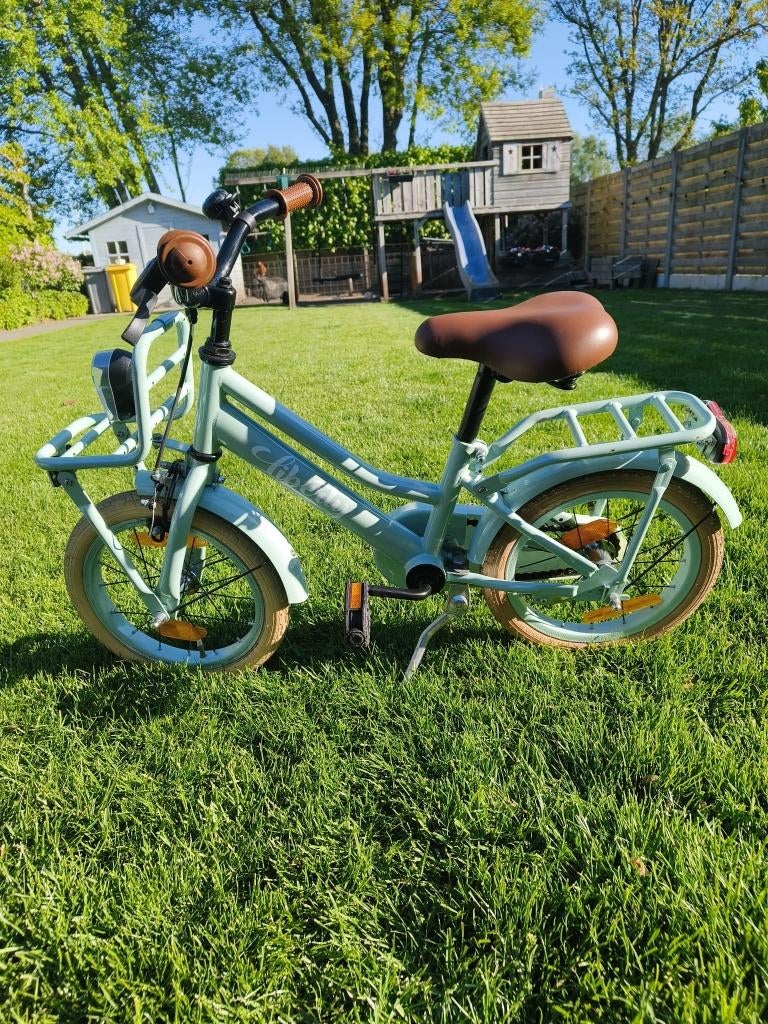 14 Inch Meisjes fiets - turquoise, Fietsen en Brommers, Ophalen, Zijwieltjes, Gebruikt, Terugtraprem