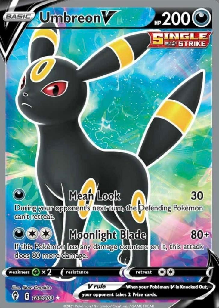 Gezocht umbreon v #189/203 evolving skies, Ophalen of Verzenden, Nieuw, Losse kaart