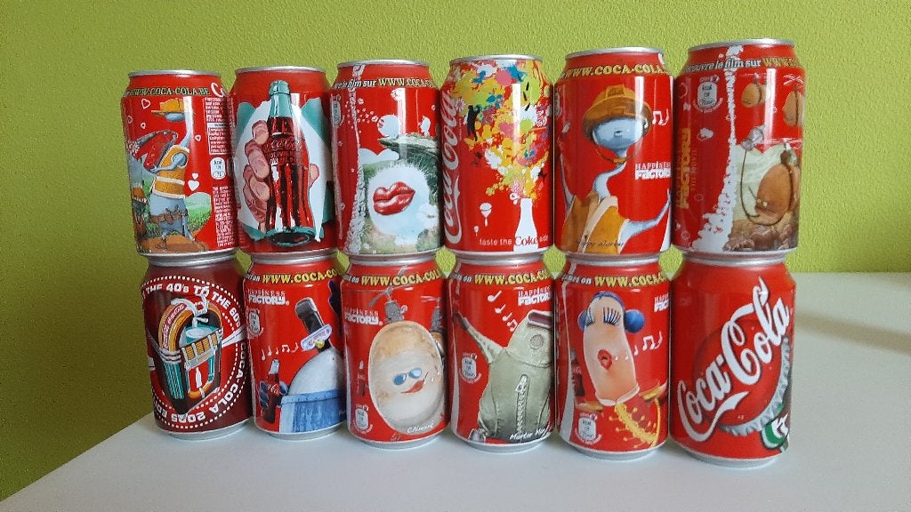 Verzameling Coca-Cola blikken met diverse speciale opdrukken, Verzamelen, Blikken, Nieuw, Frisdrank, Overige merken, Ophalen