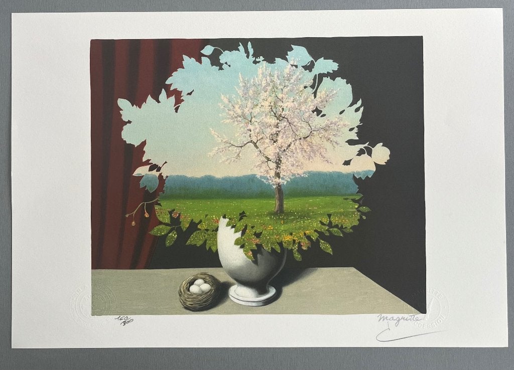 René Magritte - Le Plagiat. Lithographie + certificat, Antiquités & Art, Avec certificat d'authenticité, Enlèvement ou Envoi, Lithographie