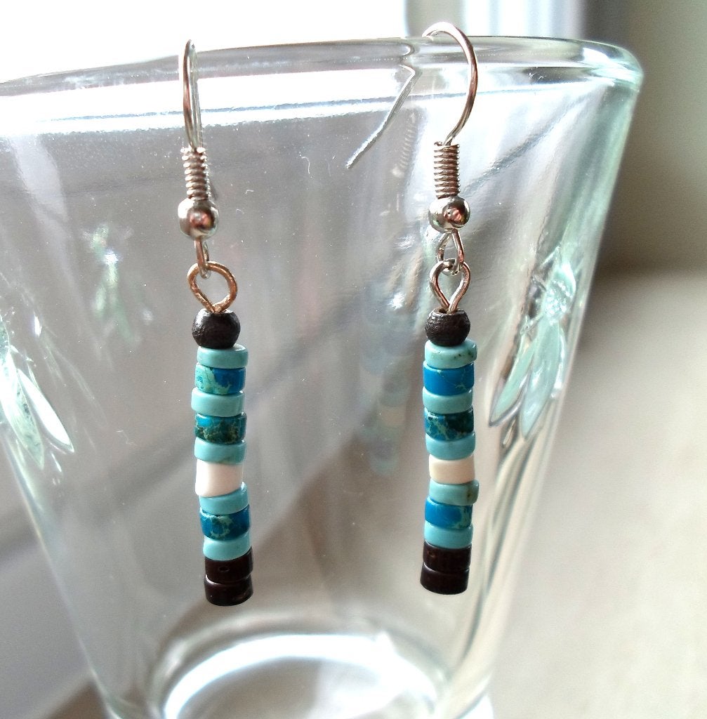 Boucles d'oreilles amérindiennes en rondelles de turquoises, Bijoux, Sacs & Beauté, Boucles d'oreilles, Neuf, Enlèvement ou Envoi