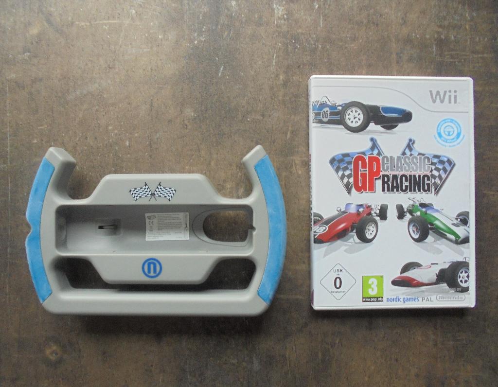GP Classic Racing + Nordic Racing Wheel voor Wii (ziefoto's), Gebruikt, Verzenden, 1 speler, Racen en Vliegen