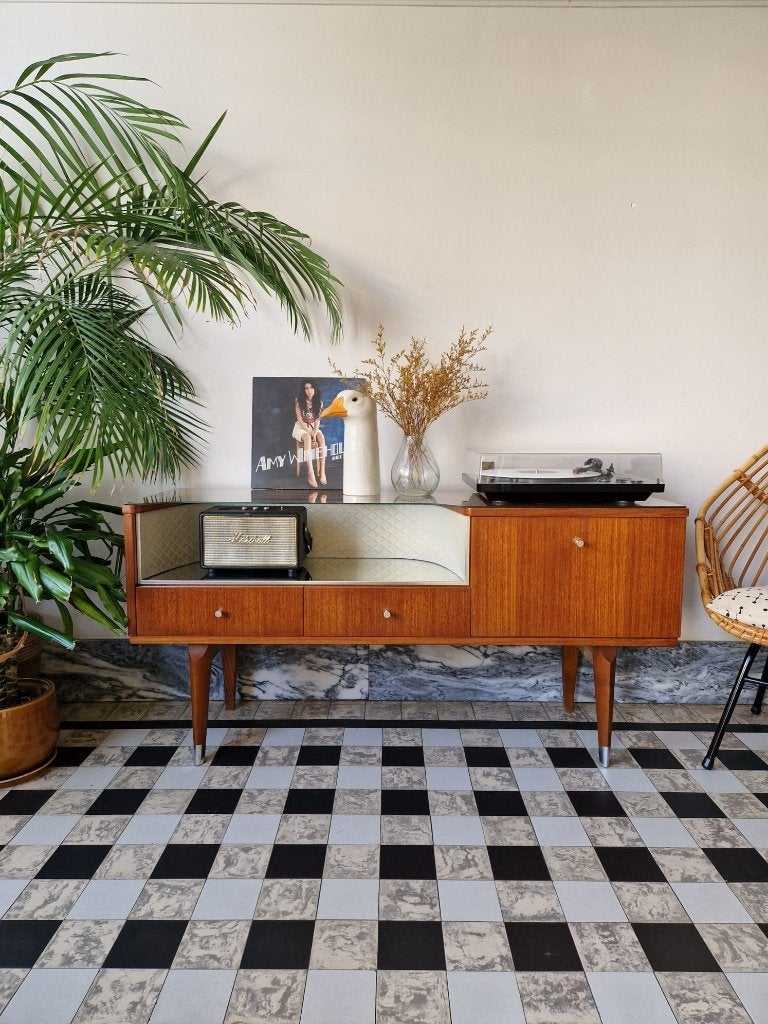 Vintage midcentury dressoir | tv-platenspeler meubel | kast, 25 à 50 cm, Moins de 100 cm, Vintage, 100 à 150 cm