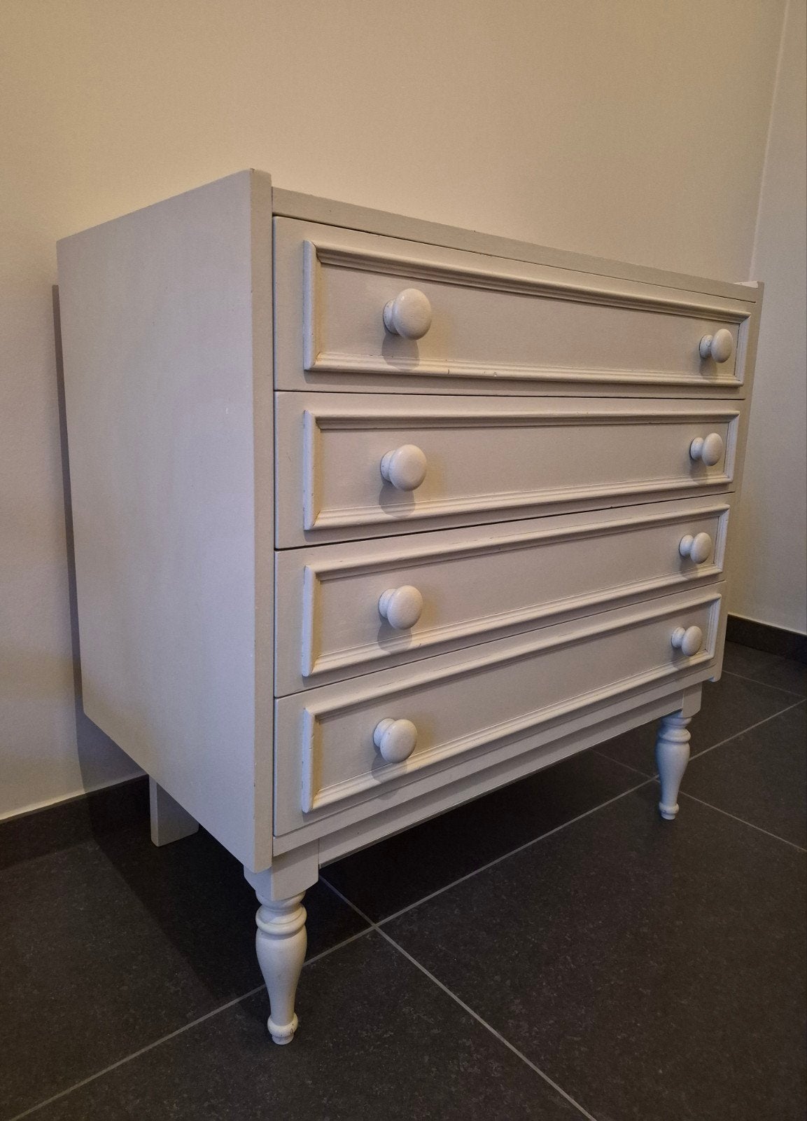 Commode blanche, Maison & Meubles, 3 ou 4 tiroirs, Enlèvement, Utilisé, Autres essences de bois